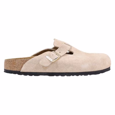 Beige Suede Leather Clogs