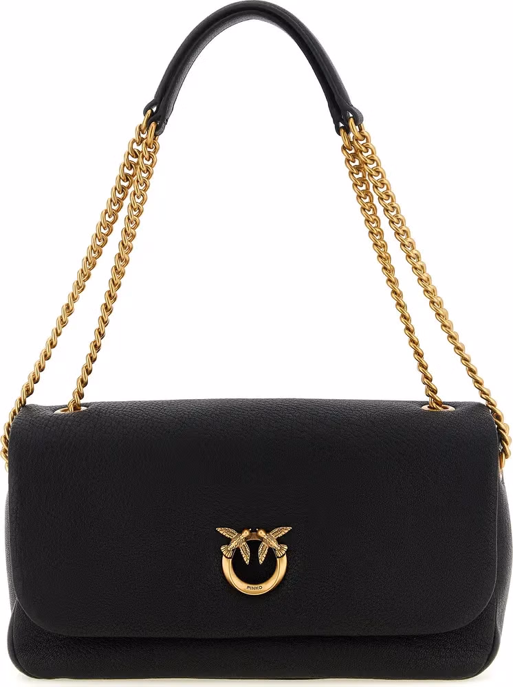 PINKO Black Lamb Leather Shoulder Bag