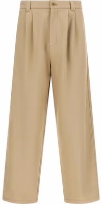Beige Cotton Casual Pants