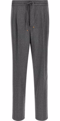 Gray Virgin Wool Casual Pants