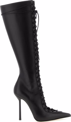 Black Lamb Leather Over The Knee