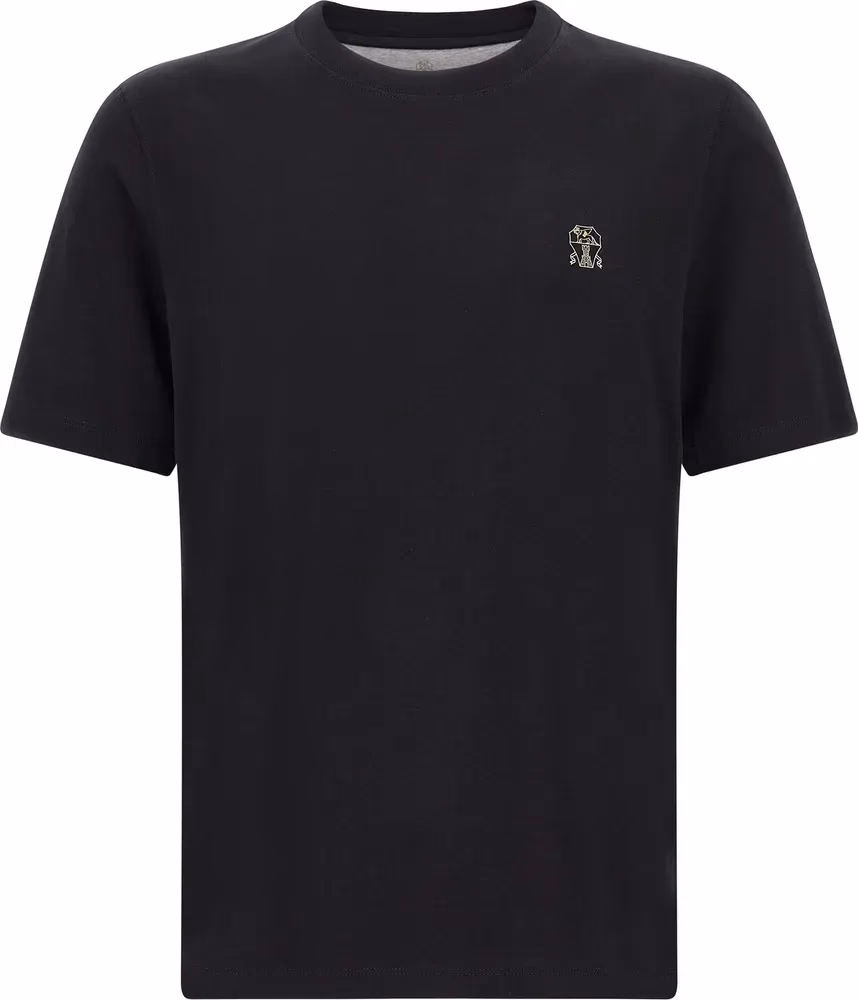 Brunello Cucinelli Black Cotton T-Shirt