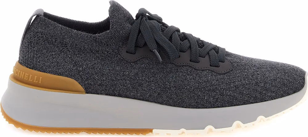 Brunello Cucinelli Gray Cotton Athletic Sneakers