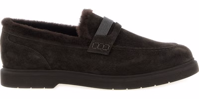 Brown Calfskin Slip-On Loafers