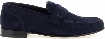 Blue Leather Slip-On Loafers