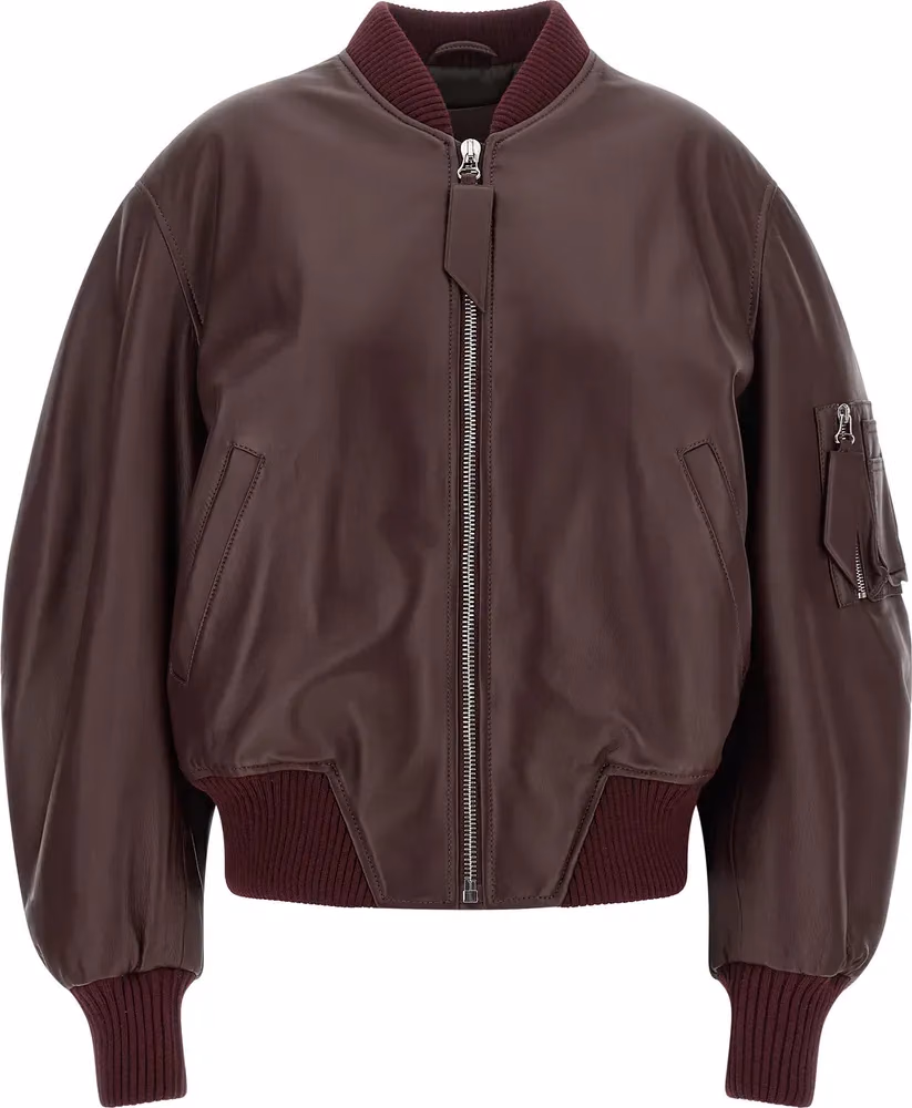 The Attico Bordeaux Lamb Leather Leather Jacket