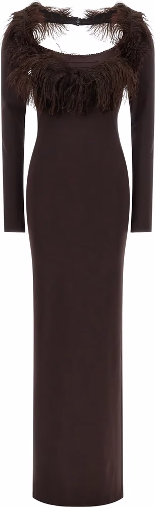 The Attico Brown Viscose Long Dress