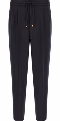 Blue Virgin Wool Casual Pants