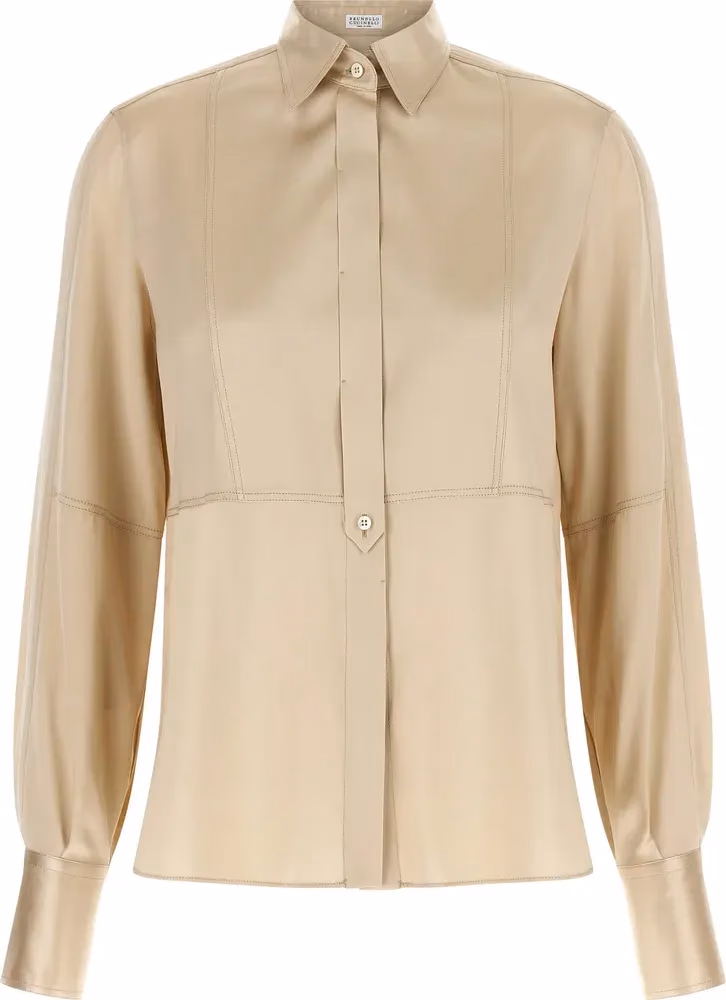 Brunello Cucinelli Beige Silk Blouse