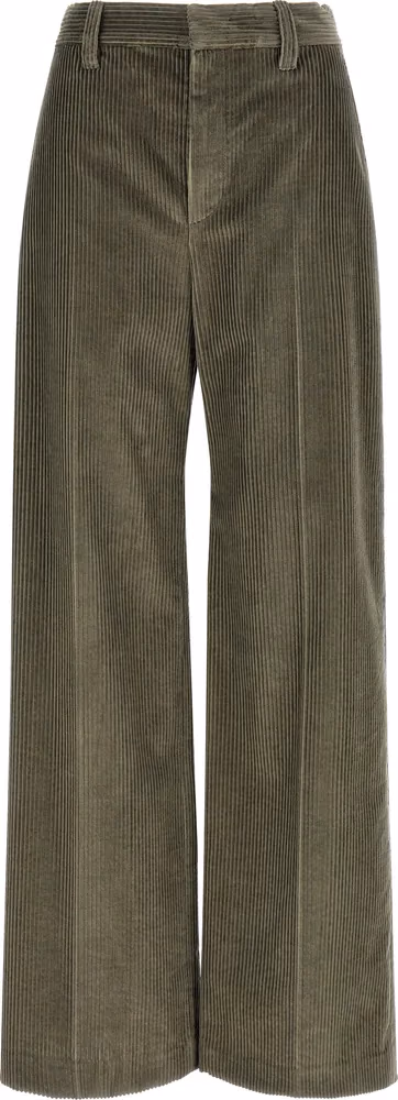 Brunello Cucinelli Bicolor Cotton Flared Pants