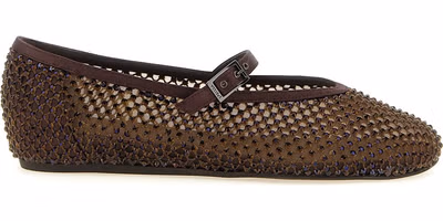 Brown Polyamide Ballet Flats
