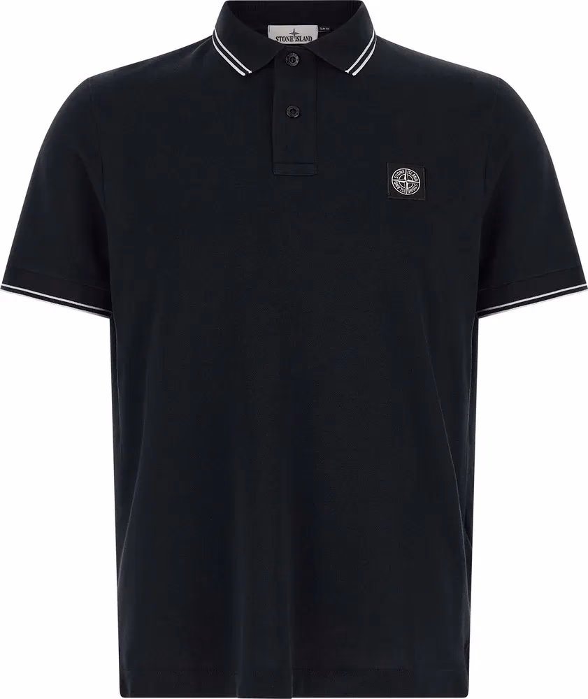 Stone Island Blue Cotton Polo Shirt