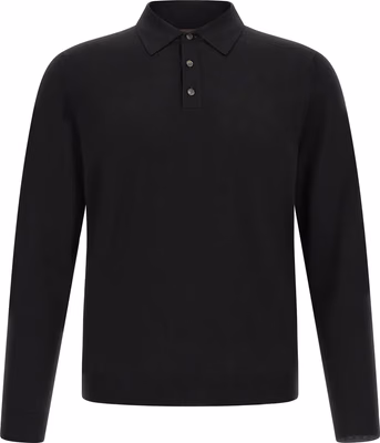 Black Virgin Wool Polo Shirt