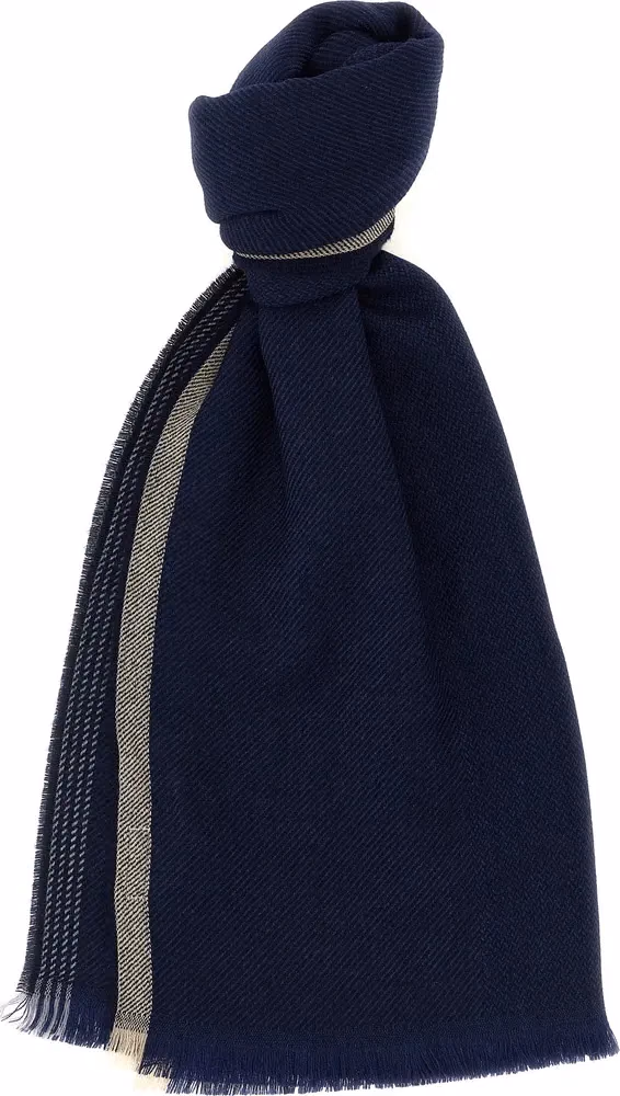 Brunello Cucinelli Blue Wool Scarf