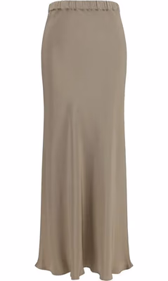 Beige Silk Long Skirt