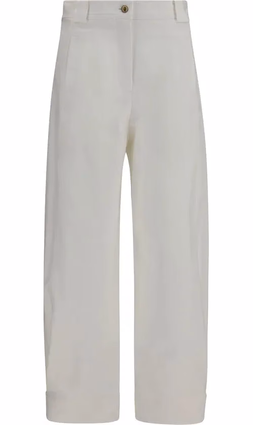 Max Mara White Cotton Cropped Pants
