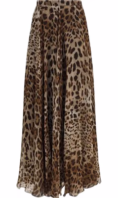Beige Silk Long Skirt