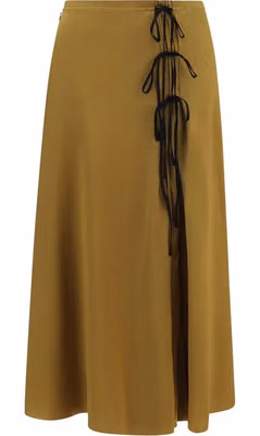 Bicolor Acetate Midi Skirt