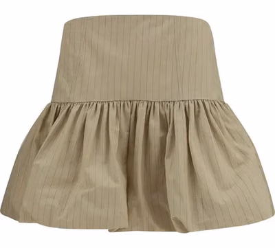 Beige Cotton Mini Skirt