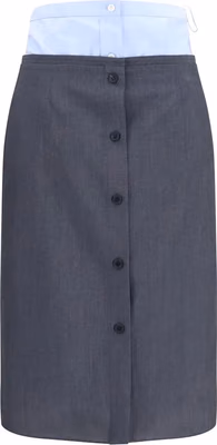 Gray Cotton Midi Skirt