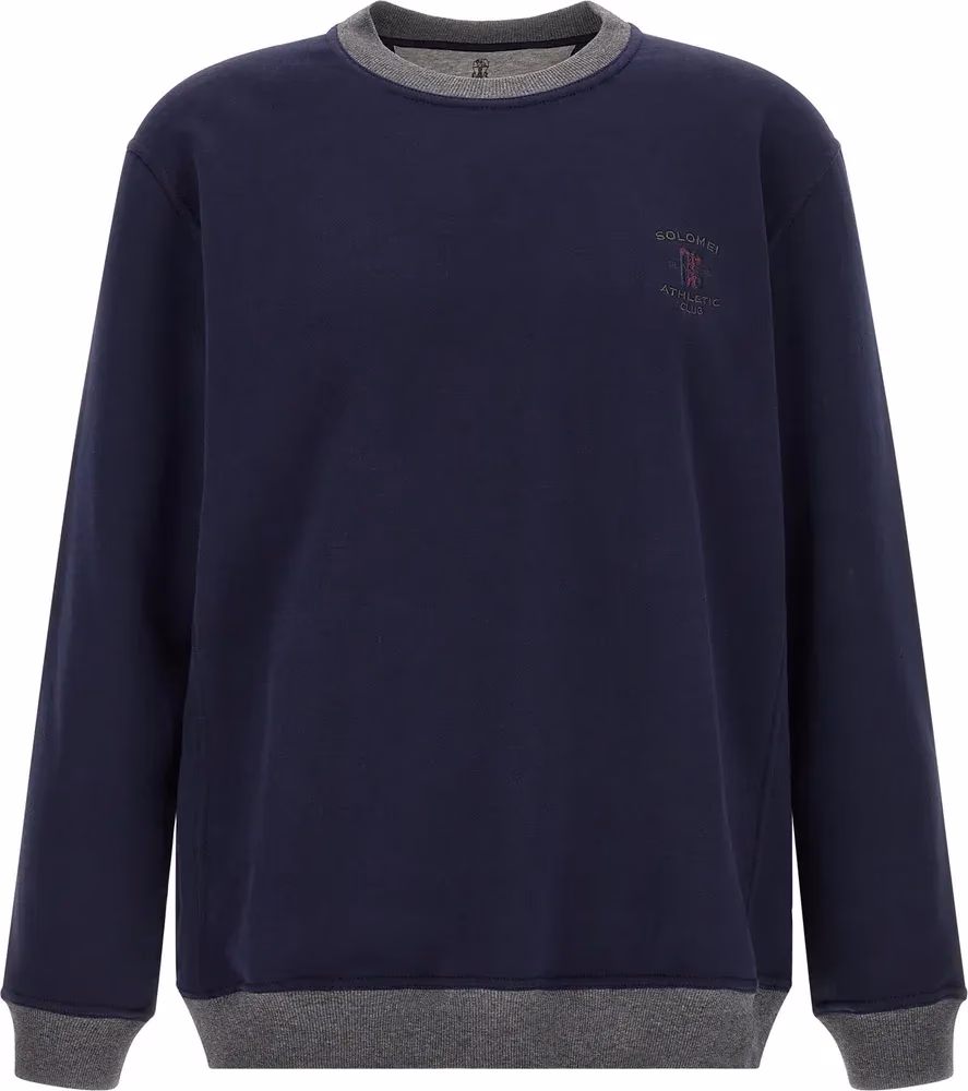 Brunello Cucinelli Blue Cotton Sweatshirt