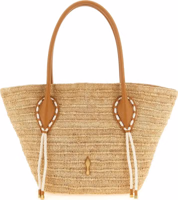 Beige Raffia Tote Bag