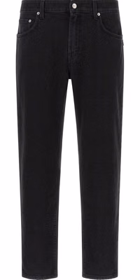 Black Cotton Cropped Jeans