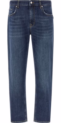 Blue Cotton Cropped Jeans