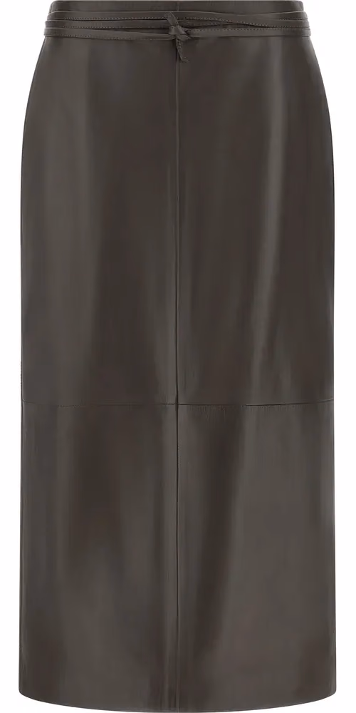Alberta Ferretti Brown Lamb Leather Midi Skirt