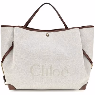 Beige Cotton Shoulder Bag