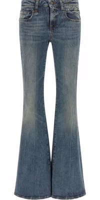 Blue Cotton Flared Jeans