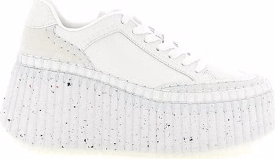 White Polyester Wedge Sandals