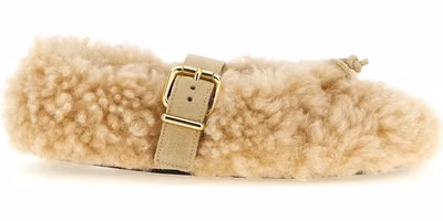 Beige Lambskin Ballet Flats