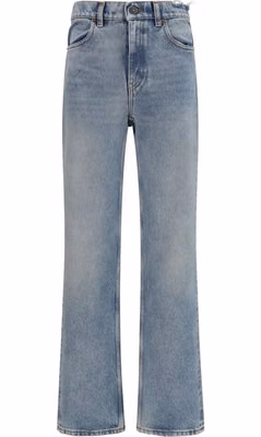Blue Cotton Straight-Leg Jeans