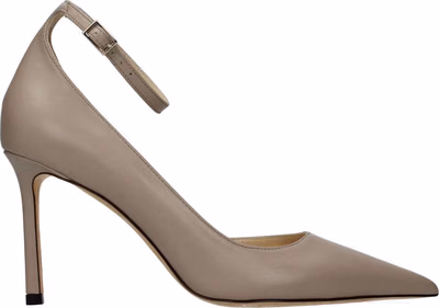 Gray Leather High Heel Pumps