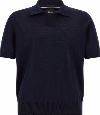 Blue Virgin Wool Polo Shirt