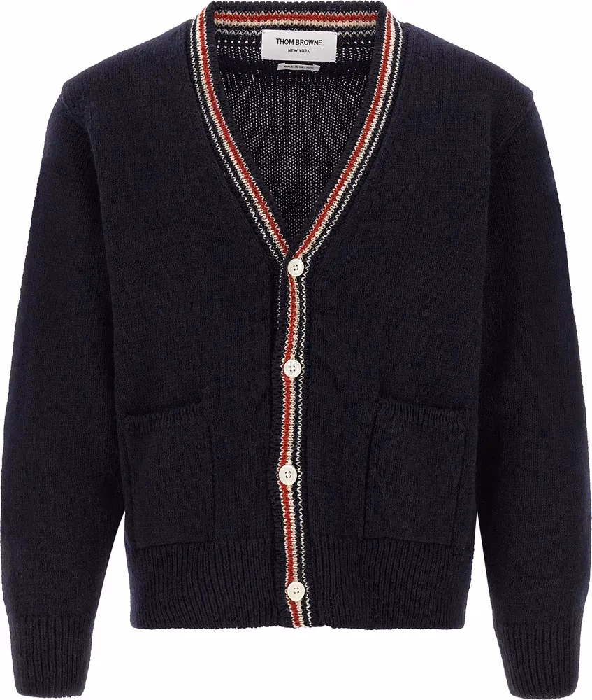 Thom Browne Blue Wool Cardigan