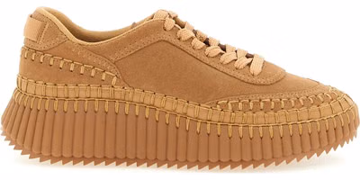 Beige Polyester Platform Sneakers