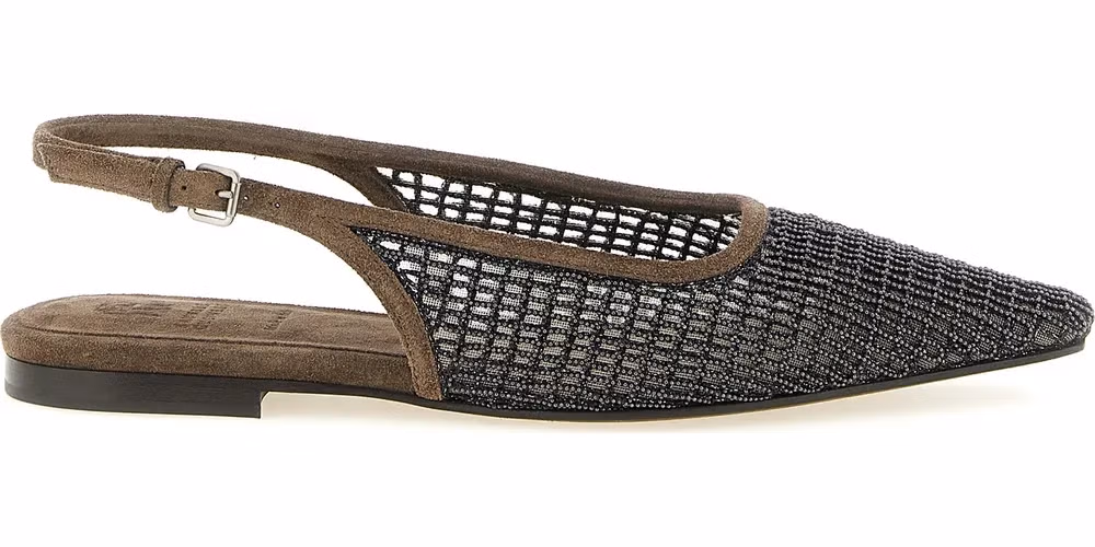 Brunello Cucinelli Brown Calfskin Ballet Flats