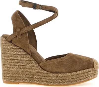 Brown Calfskin Wedge Sandals