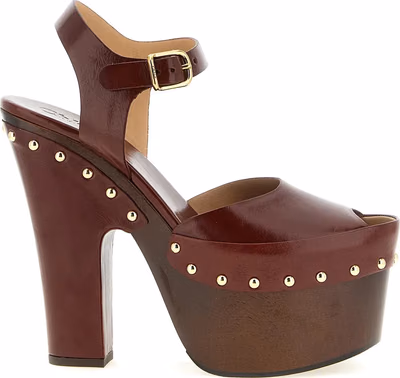 Bordeaux Lamb Leather Stiletto Heel Sandals
