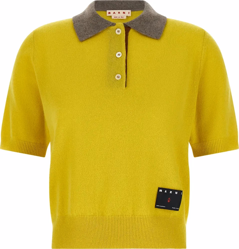 Marni Bicolor Cashmere Polo Shirt