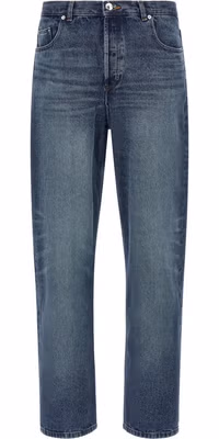Blue Cotton Straight-Leg Jeans