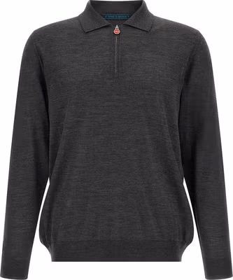 Gray Wool Polo Shirt