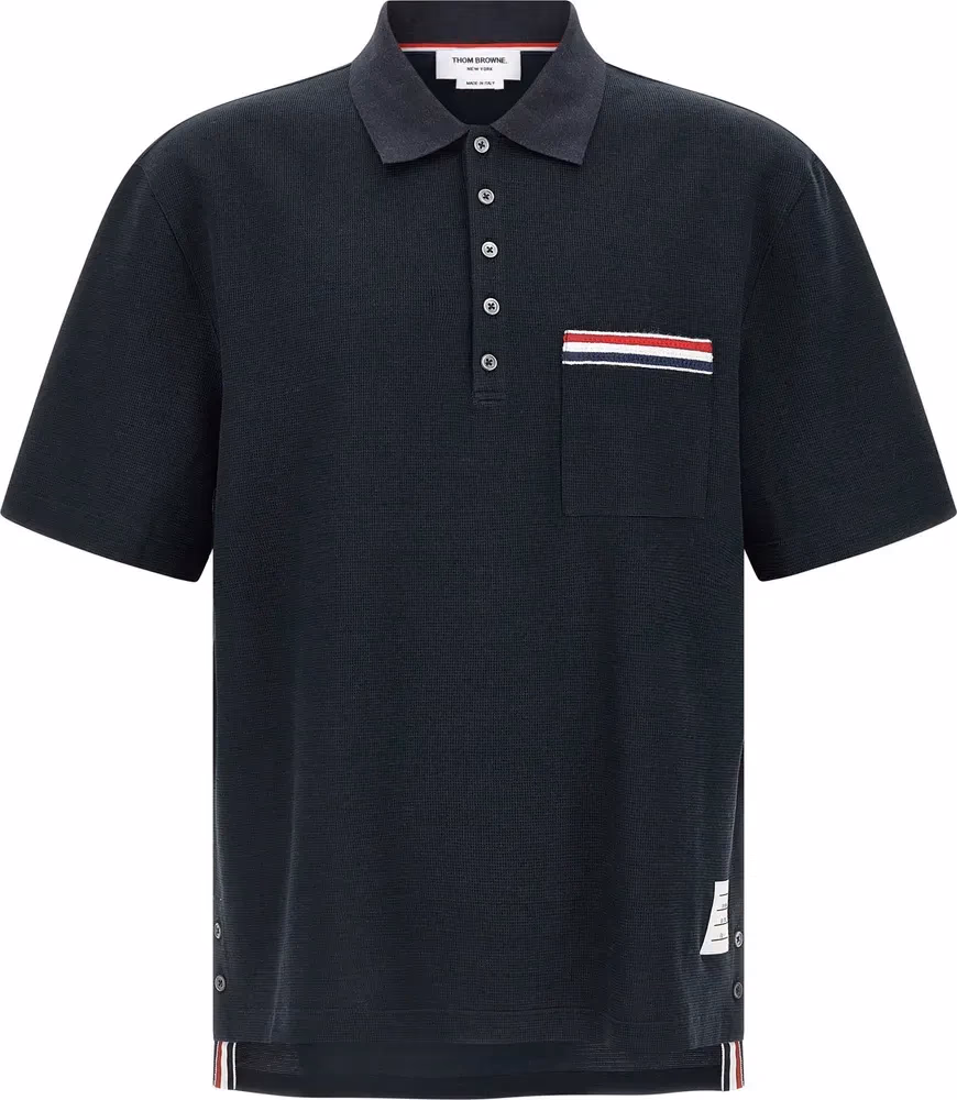 Thom Browne Blue Cotton Polo Shirt