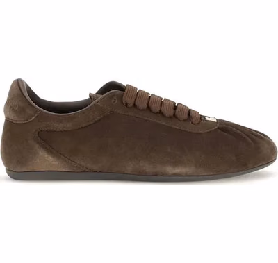 Brown Suede Leather Low Top Sneakers