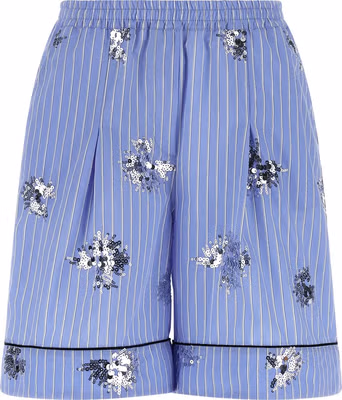 Blue Cotton Bermuda Shorts