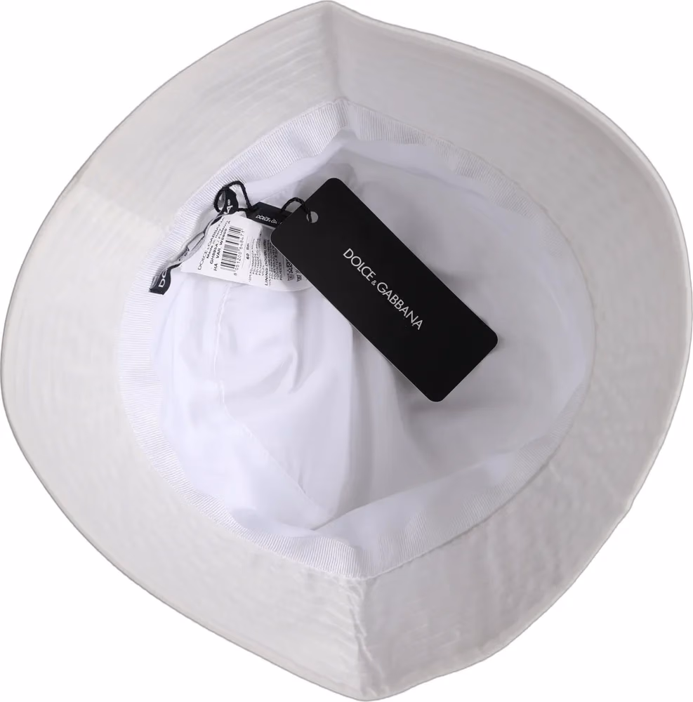 Dolce & Gabbana Men White Nylon Wide Brim Bucket Capello Hat