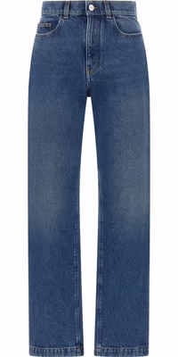 Blue Cotton Straight-Leg Jeans