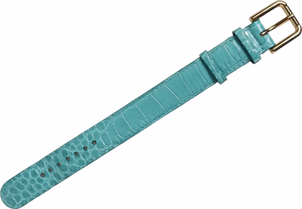 Dolce & Gabbana Blue Embossed Leather Gold Buckle Belt Strap Bracelet